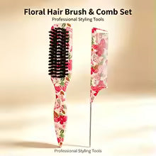 Floral Edge Control & Sleek Styling Brush