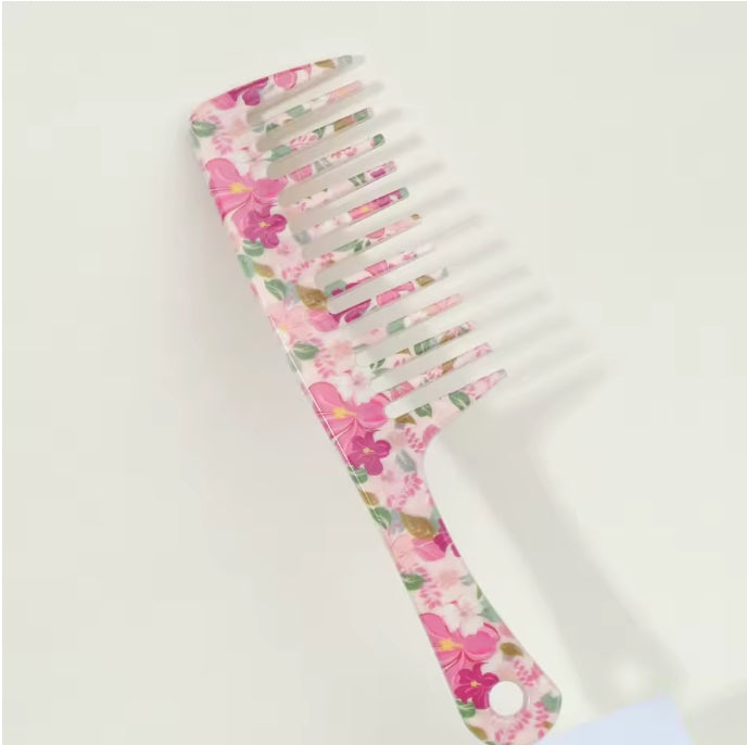 Floral Wide-Tooth Detangling Hair Comb