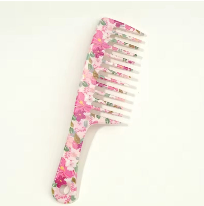 Floral Wide-Tooth Detangling Hair Comb