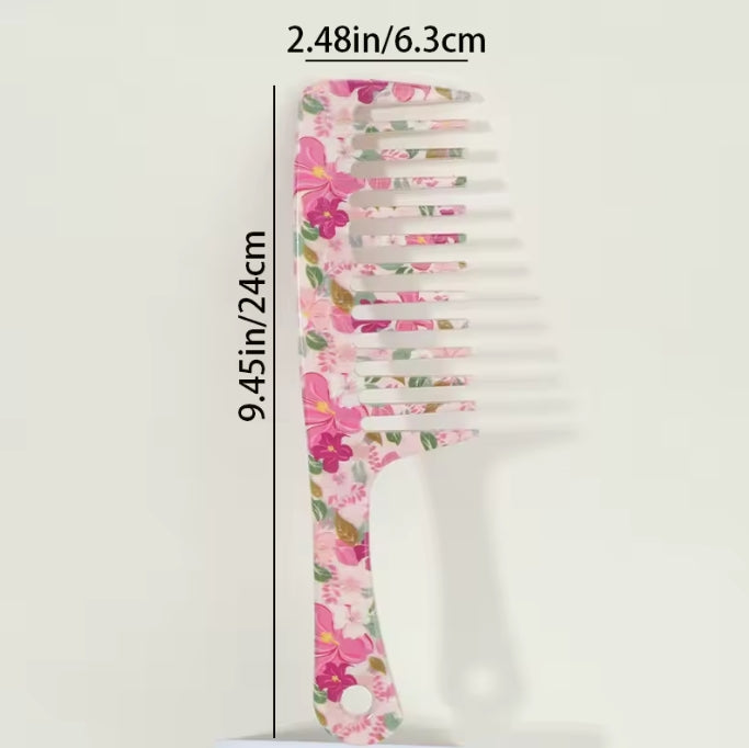 Floral Wide-Tooth Detangling Hair Comb