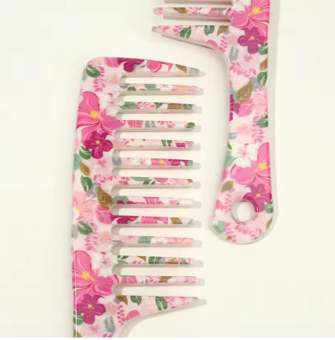 Floral Wide-Tooth Detangling Hair Comb