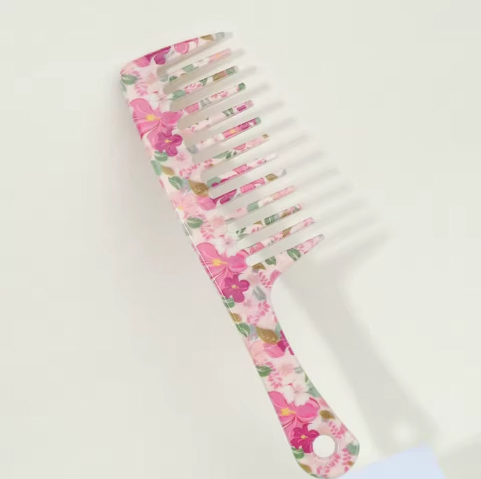 Floral Wide-Tooth Detangling Hair Comb